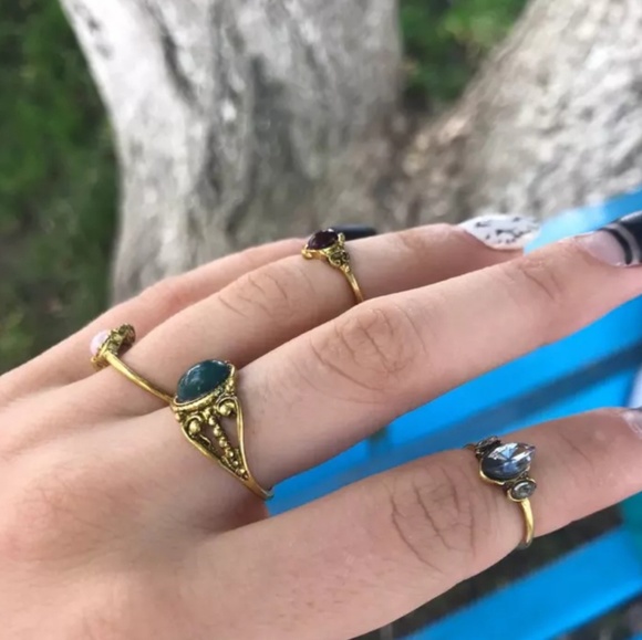 Vintage Antique Gold Knuckle Midi Women's Ring Set - Picture 2 of 7